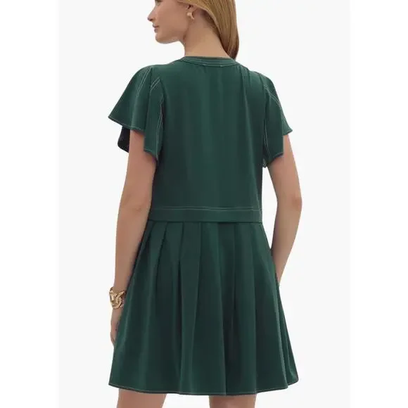 Hattie Mini Dress in Hunter Green - Picture 4 of 5